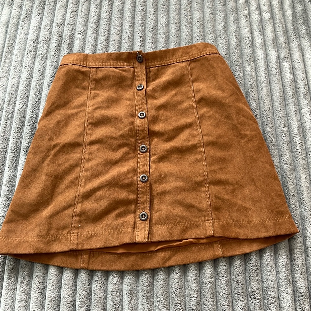 Hollister Tan Suede Button-Up Skirt